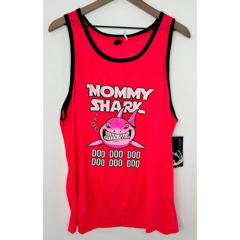 Pacific Surf Tank Top Women XL Pink Sheer Mommy Shark NWT